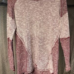 Absolutely Famous Two-Tone Long Sleeve Knit Top - Mauve/Heather